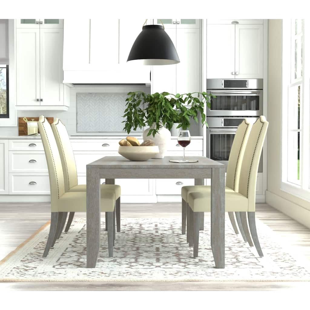 Upholstered Armless Dining Chair with Tapered Legs - 41.5" - Brown