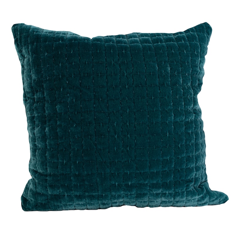 Layla Quilted Velvet Accent Pillow Cushion 18x18 Grey - Emerald