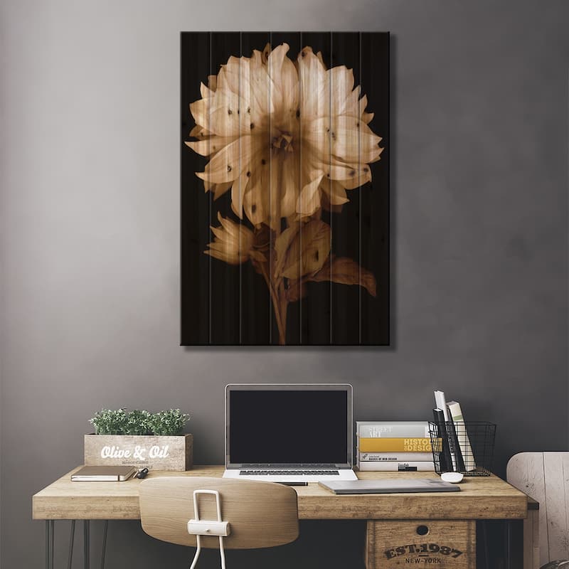 Dahlia II Print On Wood by Caroline Kelly - Multi-Color
