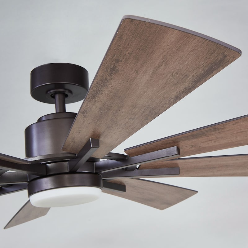 60" Oil-rubbed Bronze Large Windmill Ceiling Fan with Light and Remote - 60 Inches