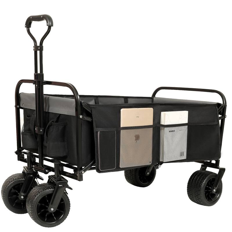440 lb Collapsible Floral Wagon Cart with 360° Swivel Wheels
