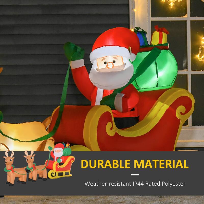 HOMCOM 3.7 ft. Santa Inflatable Christmas Decoration, Christmas Reindeer Decoration
