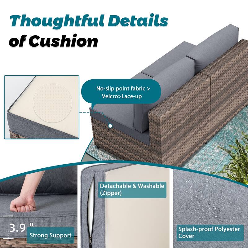 7-Piece Wicker Outdoor Sectional Seating Group with Cushions