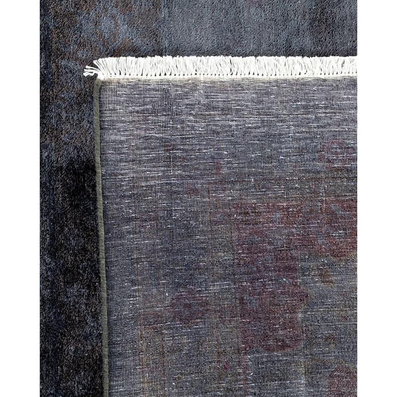 Overton Handknotted Wool Vintage Inspired Contemporary Overdyed Gray Area Rug - 14' 10" x 9' 4"