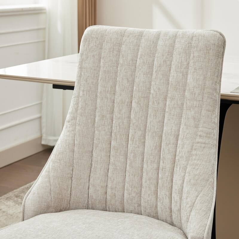 GDF Studio- Rayon Chenille Upholstered Dining Chair with Tufted Back & Golden Metal Base, Set of 2