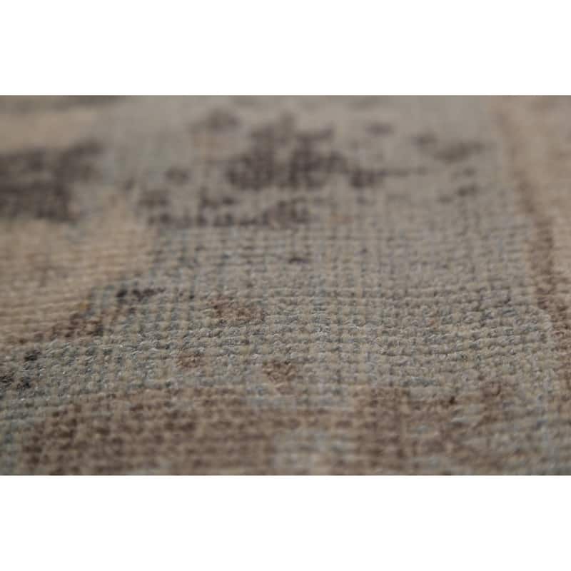 Contemporary Abstract Oriental Area Rug Handmade Beige Wool Carpet - 5'4"x 7'5"