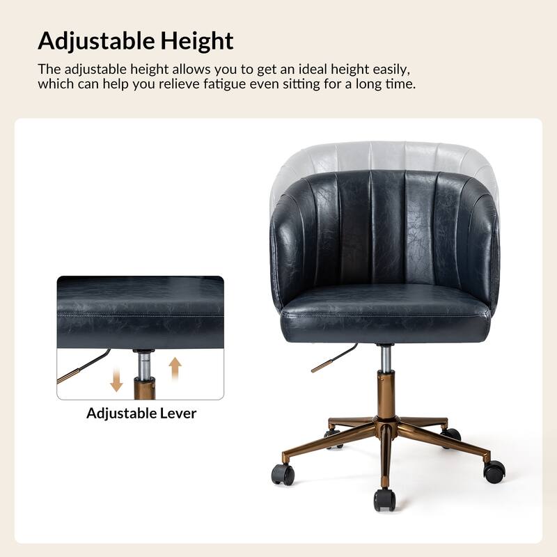 Gia Mid-century Modern Vegan Leather Ergonomic Office Chair by HULALA HOME