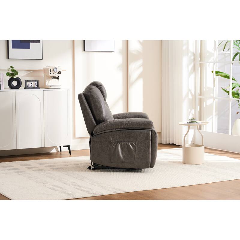 Power Lift Recliner Chair Overstuffed Wide Massage Chair Heavy Duty and Safety Motion Reclining Mechanism with Side Pockets
