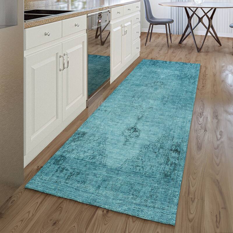 Premium Washable Super Soft Vintage Distressed Mayfield Rug - Blue - 2' 3" x 7' 6" - Runner