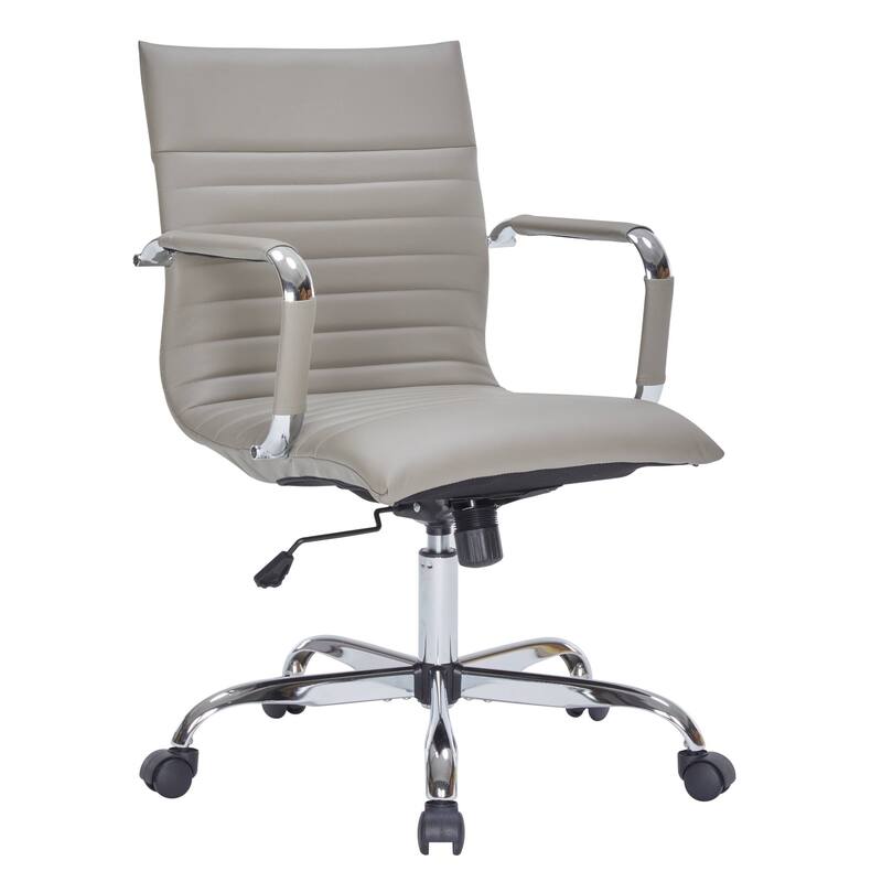Harris Ergonomic Mid-Back Leather Office Chair with Metal Frame, Adjustable Height, Tilt Lock, and Swivel for Home Office - Tan