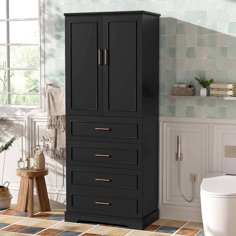 Freestanding Bathroom Cabinet with 3 Drawers, Adjustable Shelf, Soft-Close Doors
