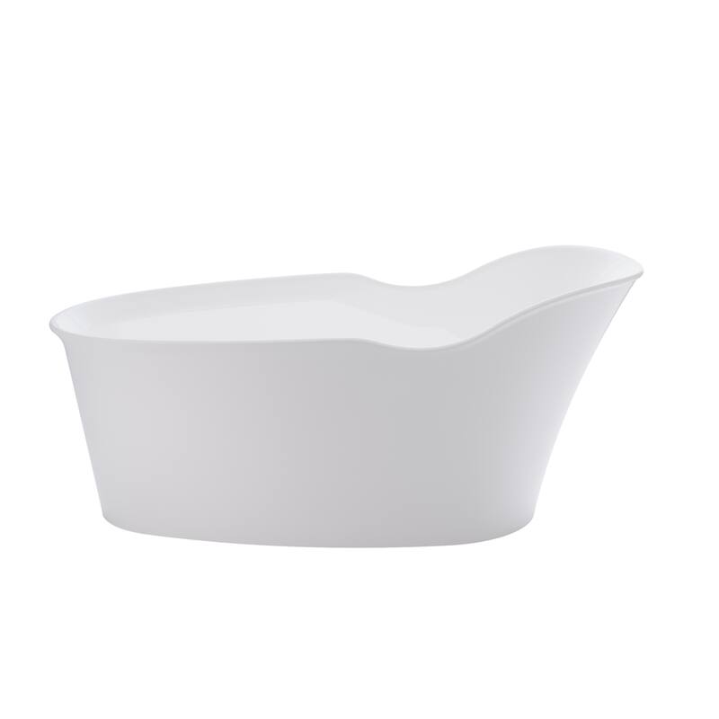66'' W,63 GALLONS Freestanding Acrylic Soaking Bathtub With Drain And Overflow Holes