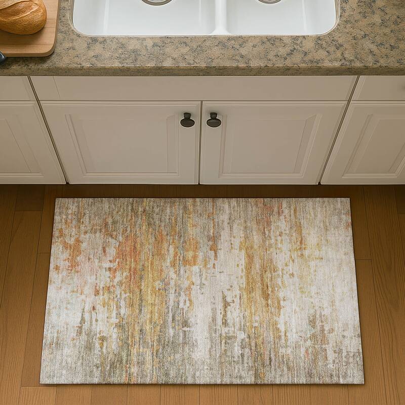 Premium Washable Super Soft Abstract Ombre Mayfield Rug - Khaki - 1'8" x 2'6"