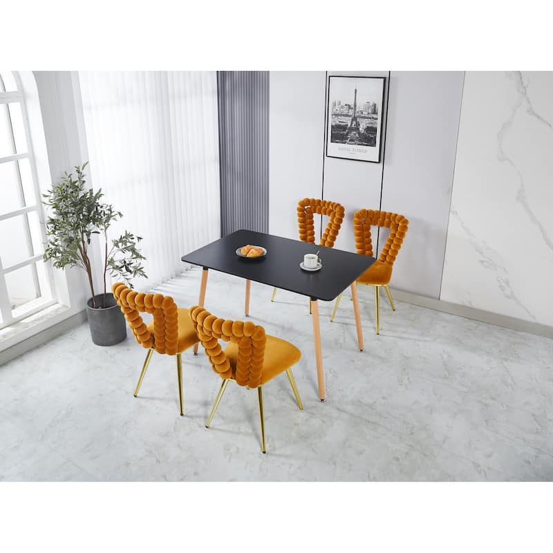 Modern chair(set of 2 ) with iron tube legs, soft cushions and comfortable backrest, hairball back