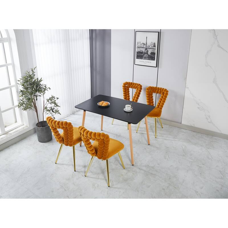 Orange Modern 22.04" Accent Chairs with Iron Tube Legs and Comfortable Backrest (Set of 2)