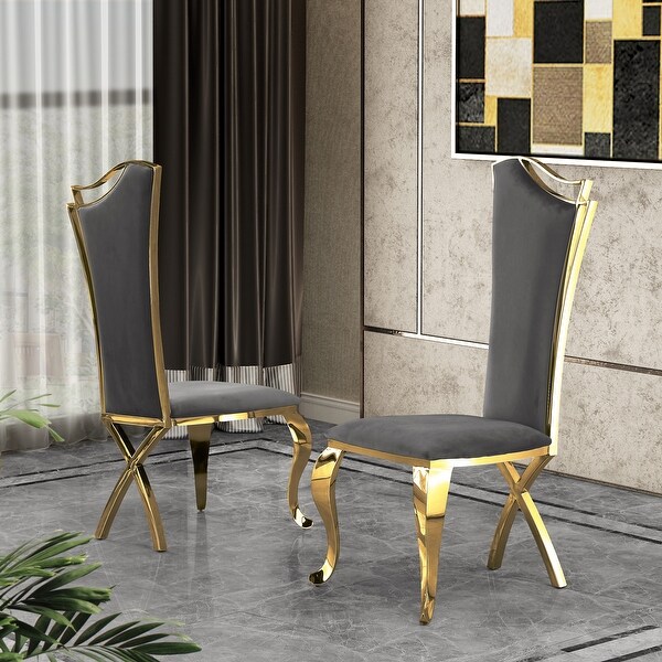 Best Quality Furniture Luxe Upholstered Dining Accent Chairs with Gold