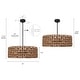 preview thumbnail 5 of 11, 5-Light Rattan Drum Chandelier Coastal Island Pendant Light for Dining Room - 26" W x 9.8" H