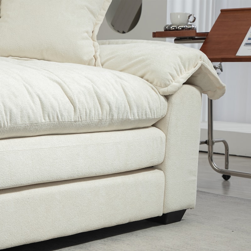 Luxurious 84" Chenille Fabric Recliner Sofa with Memory Foam and 2 Throw Pillows for Small Spaces