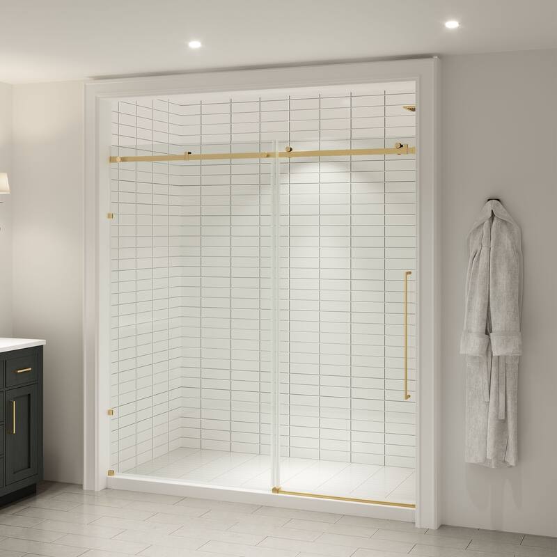 Selby Frameless Sliding Clear Alcove Shower Door - 72" - Gold
