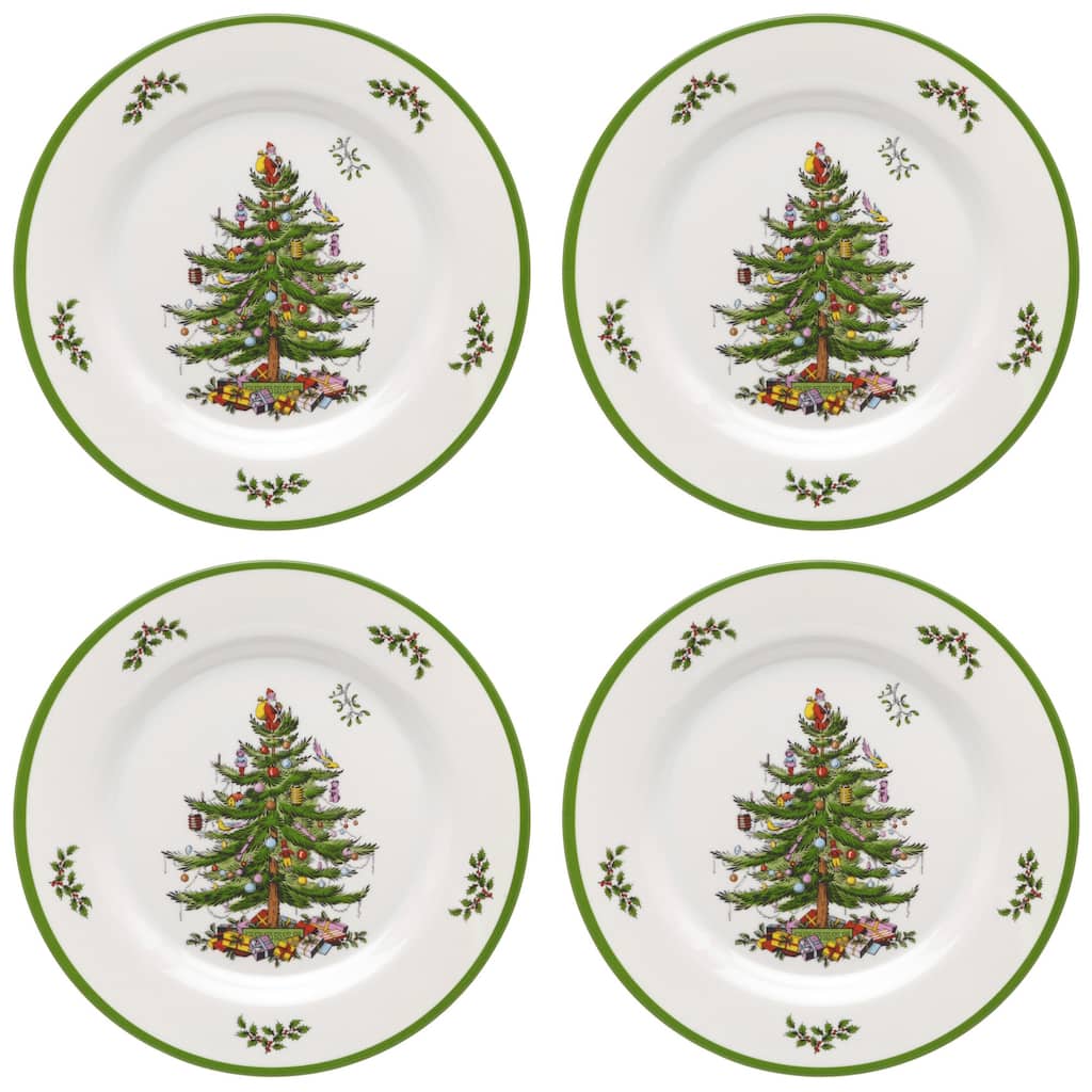 Spode Set of 4 Christmas Tree Melamine Dinner Plates - 11" D