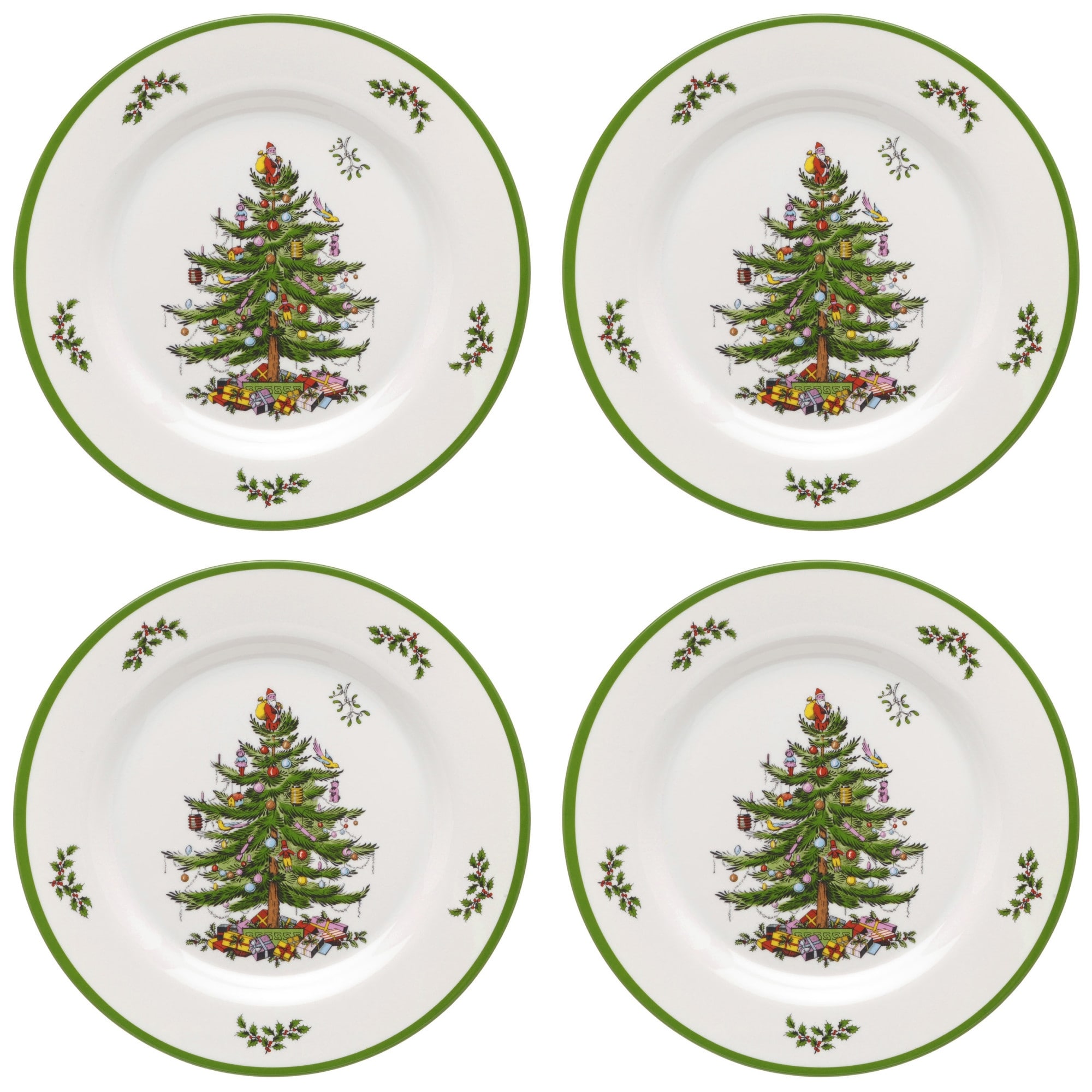 Spode Set of 4 Christmas Tree Melamine Dinner Plates - 11" D