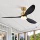 preview thumbnail 48 of 127, 52"/42" Black/Gold LED Ceiling Fan with Lights Remote(3-Blade) 52in - Gold