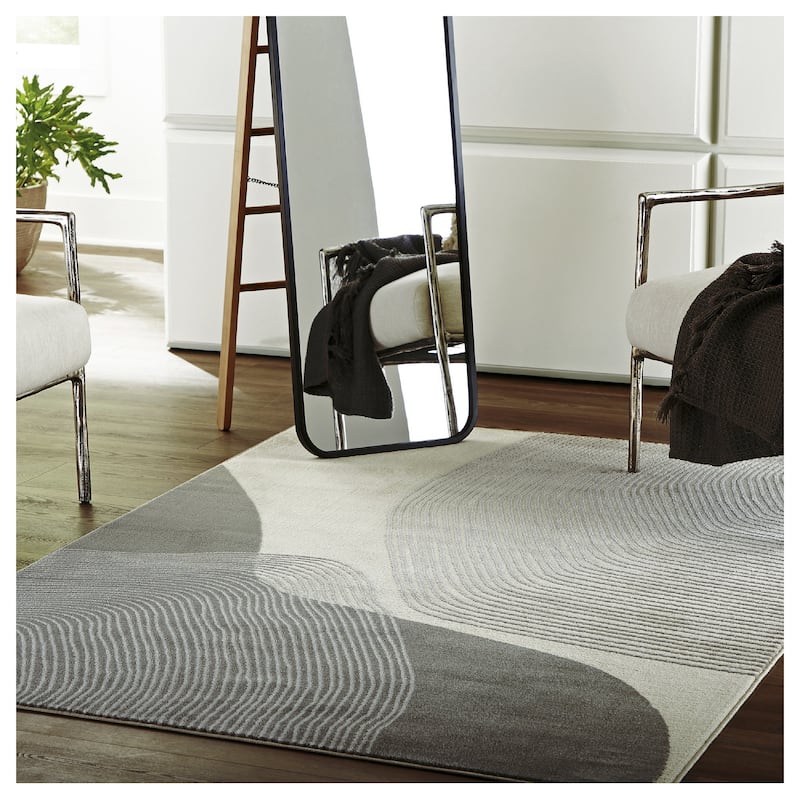 Signature Design by Ashley Winderburg Gray/Ivory Rug - 95.38" W x 121" D x 0.38" H