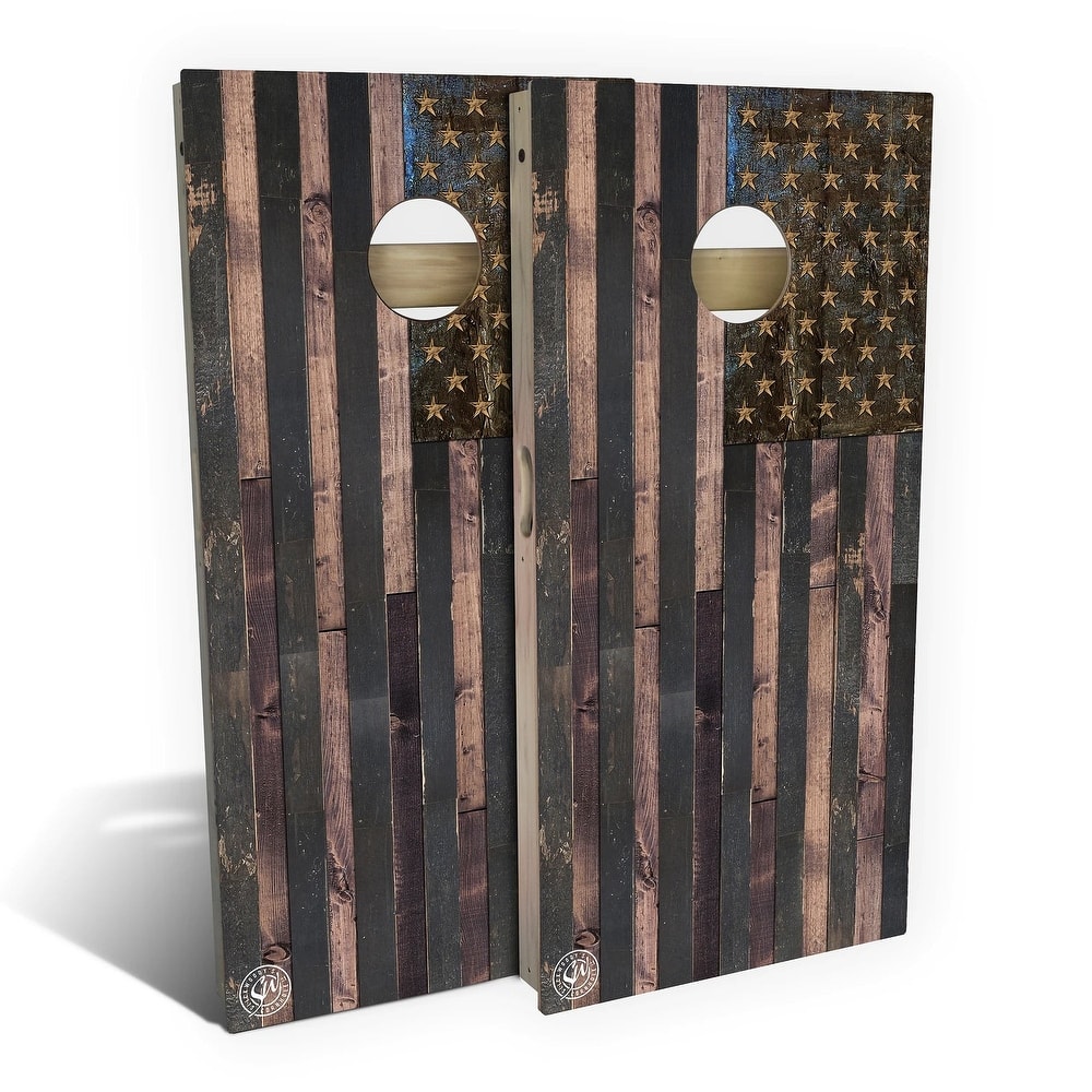 American Flag Vintage Outdoor Cornhole Board Set