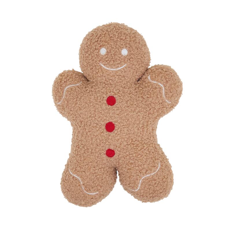 Gingerbread Man Poly Filled Throw Pillow - 9"x12" - Polyester - Brown