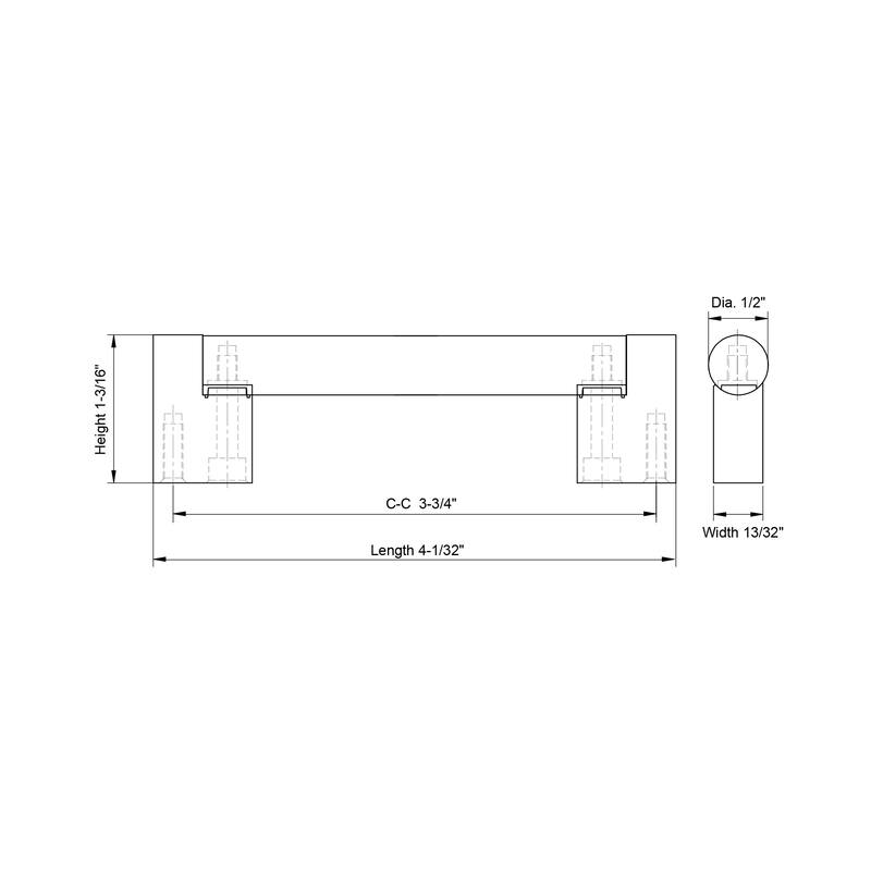 Dowell Series 3005 Handles (96mm/3.8" CTC), Brushed Nickel, 5 Pack - 3.8" - 96mm