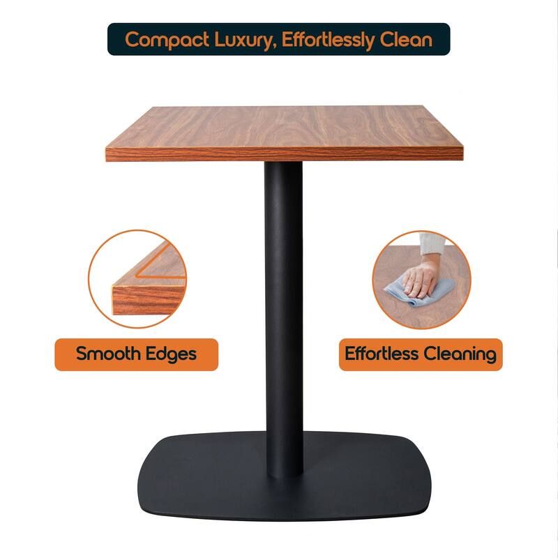 Vail Square Dining Table with 24 in. MDF Tabletop in Black Stainless Steel Square Base Accent Kitchen Table