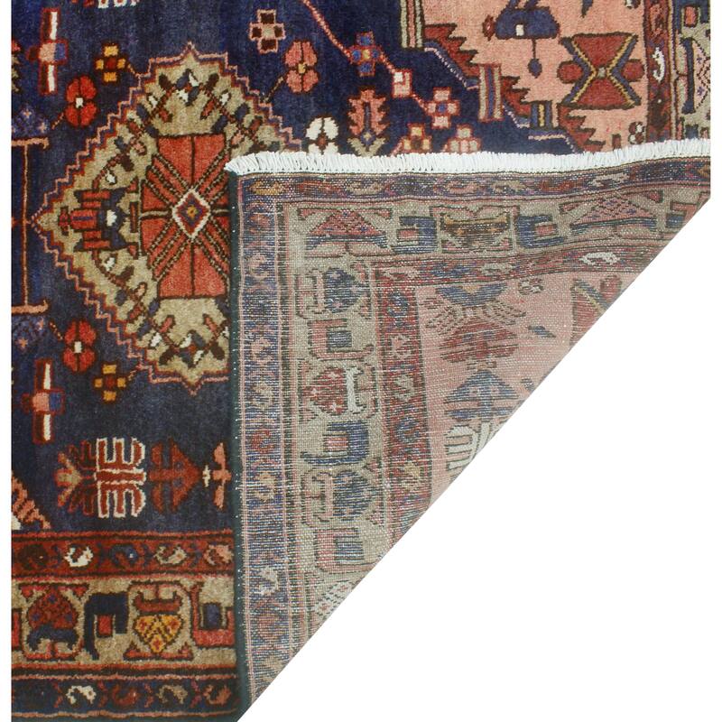 Fine Vintage Distressed Burak Rust/Navy Runner - 3'6" x 10'0"