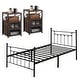 preview thumbnail 20 of 27, Taomika 3-Pieces Modern Bedroom Sets with Black Bed Frame Brown Nightstands - Twin