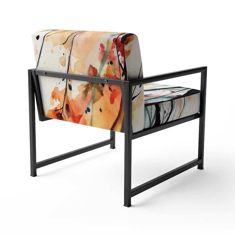 Designart "Abstract Orange Flowers" Upholstered Traditional Accent Chair - Arm Chair