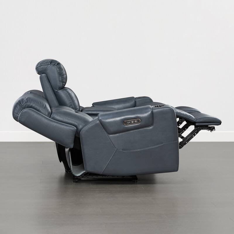 Spruce & Spring Genuine Leather Power Reclining Sofa with Wireless Charging