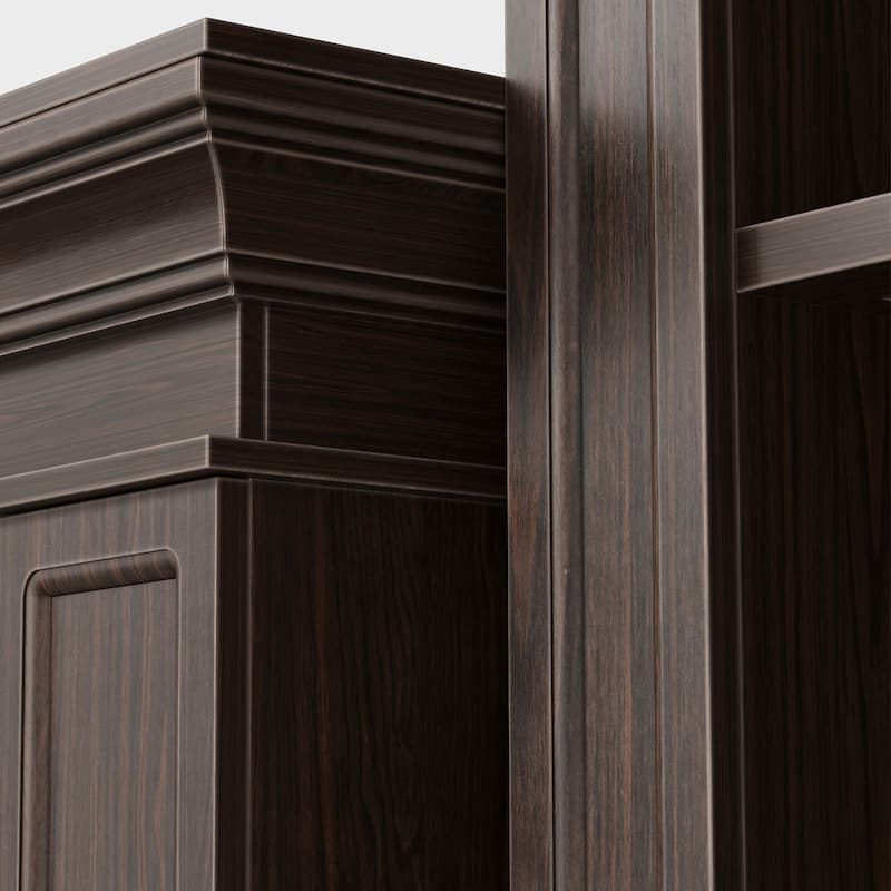 Electric Fireplace Mantel with Bookshelves, 115.5" Entertainment Center with Built-in Shelving