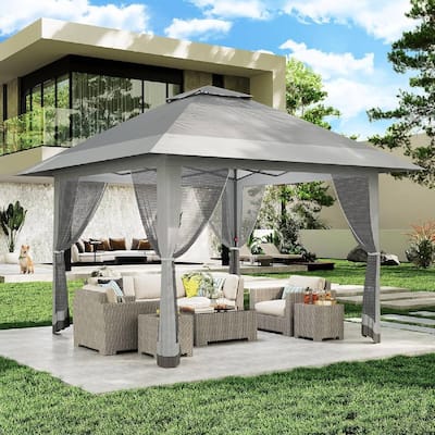 13x13 Pop Up Gazebo, Outdoor Canopy Tent with Mosquito Netting - 13x13 Ft