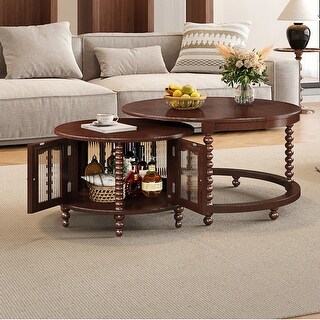 Vintage Round Nesting Coffee Table with Glass Doors - Bed Bath & Beyond ...