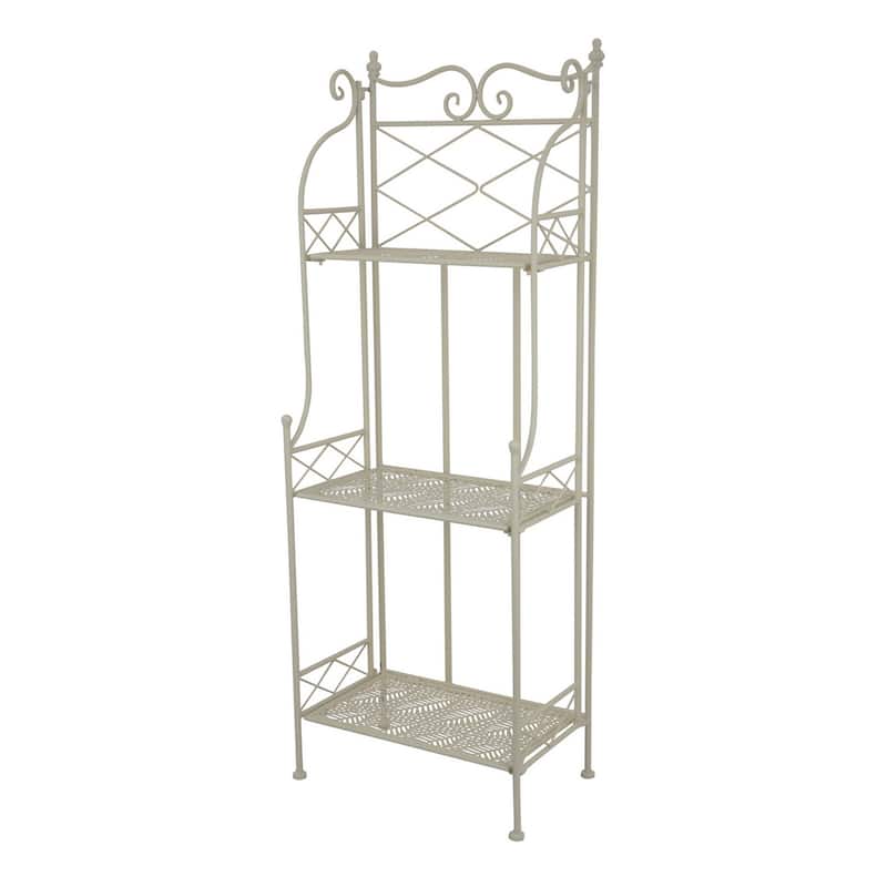 Monty Plant Stand Shelves, 3 Tier Classic Scrolled White Metal 44 Inch