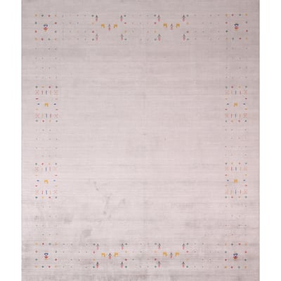 Tribal Gabbeh Indian Square Area Rug Hand-Knotted Wool Carpet - 7'5"x 7'9"
