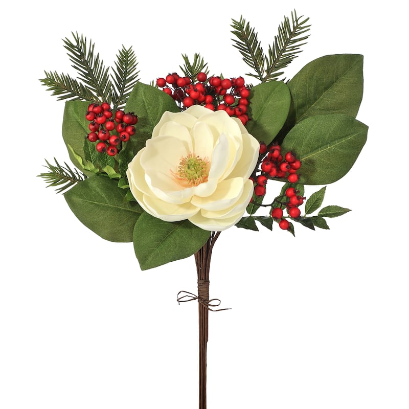 20" Magnolia Fir with Waterproof Berries Bundle