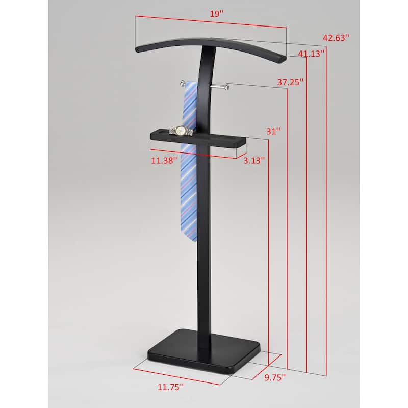 Rogers Metal Valet Stand with Shelf and Hooks Organizer - 20.5"W x 8"D x 39"H