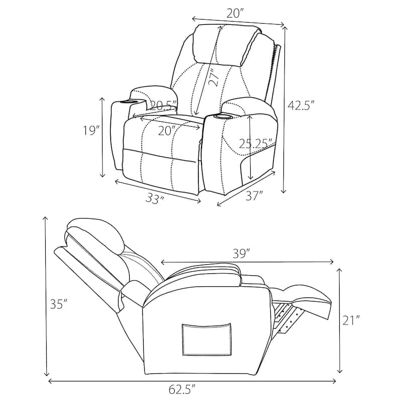 Sanger Upholstered Power Lift Massage Recliner