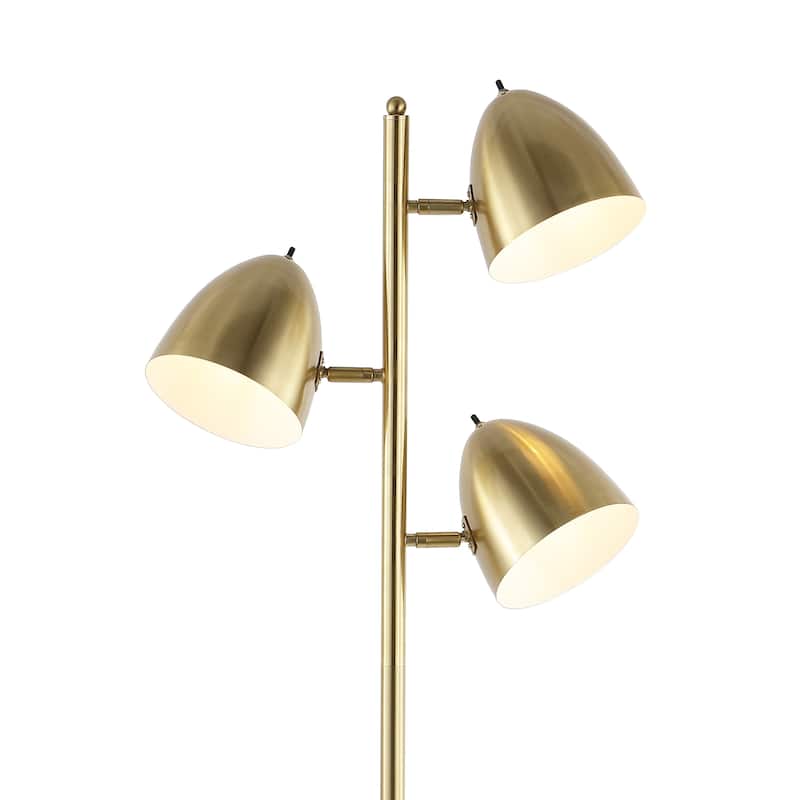 Eva 66.5" 3-Light Modern Contemporary Iron LED Floor Lamp, Brass Gold by JONATHAN Y