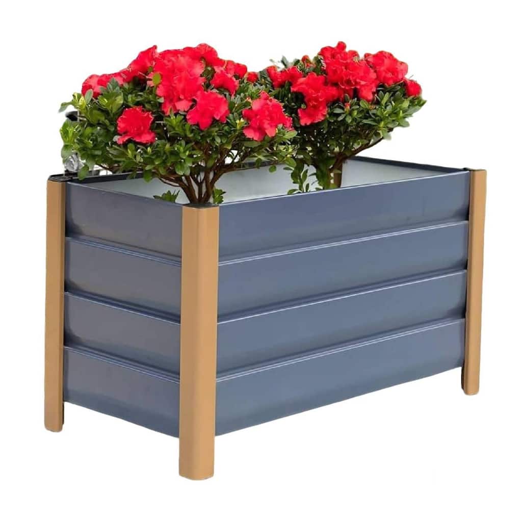 39.37" Single-Layer Deep Bottom Drainable Planting Bed, Raised Garden Bed, Grey - N/A