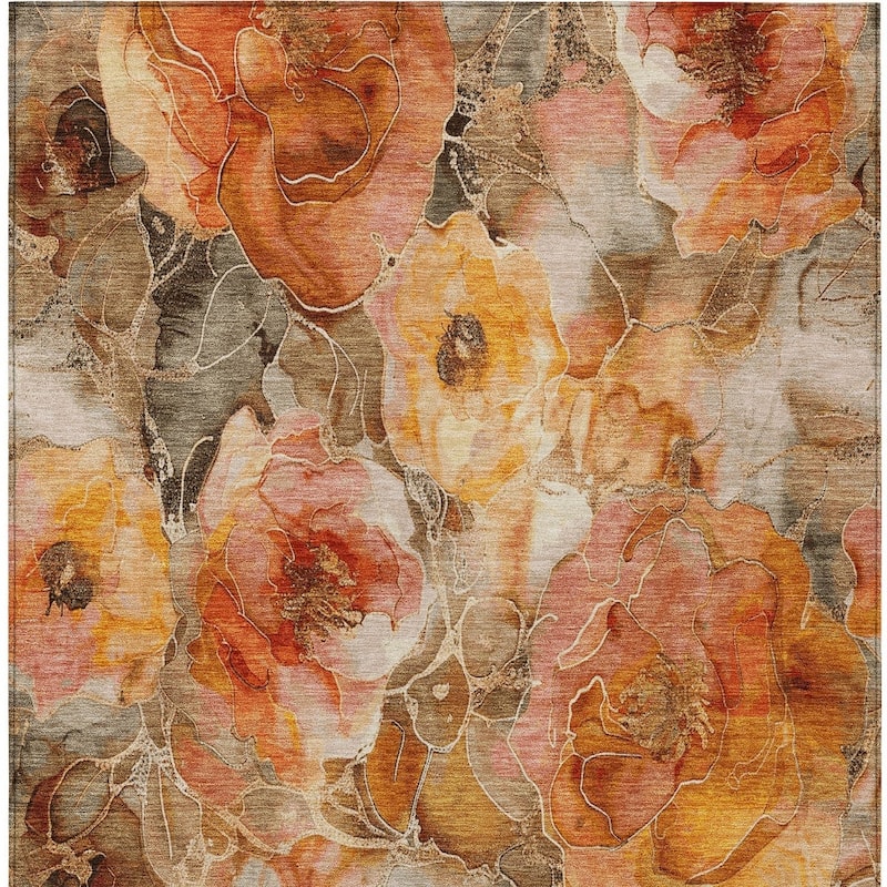 HomeRoots Floral Transitional Rectangle Outdoor Rug