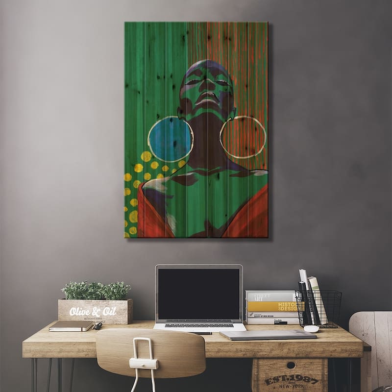 Woman With Earrings Print On Wood by Sasha Robinson - Multi-Color