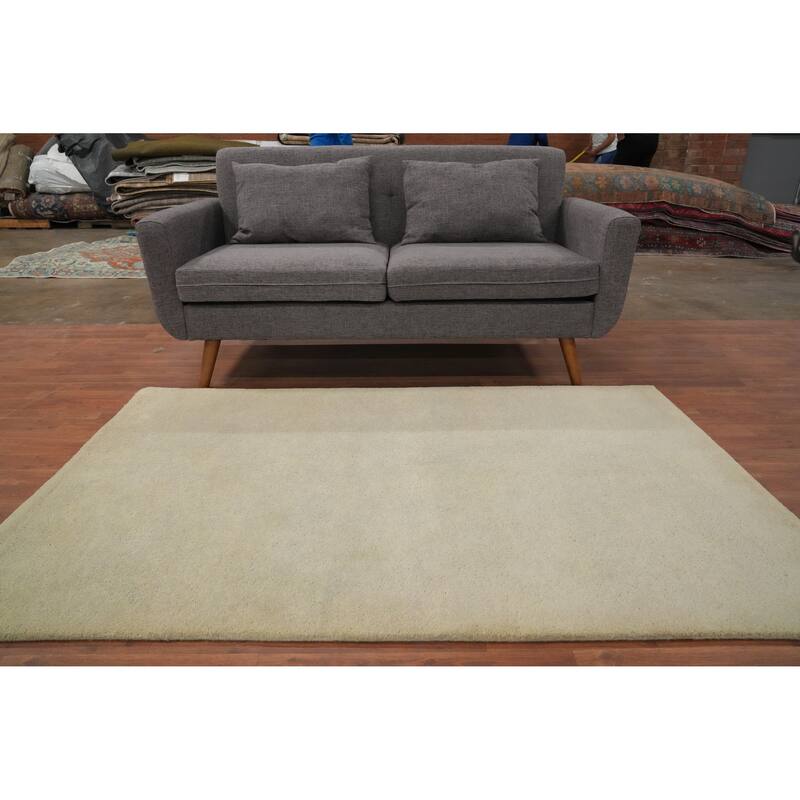 Hand Knotted Oriental 100% Wool Carpet Modern Solid Beige & Ivories Gabbeh Area Rug - 6' 1'' X 4' 0''