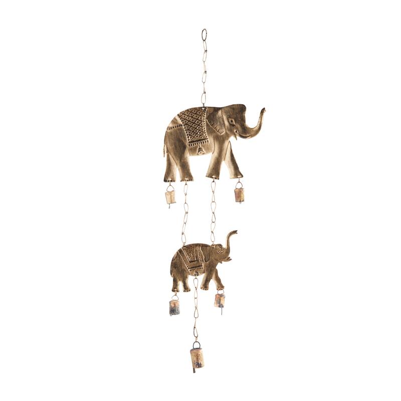 Brass Metal Elephant Windchime with Bells