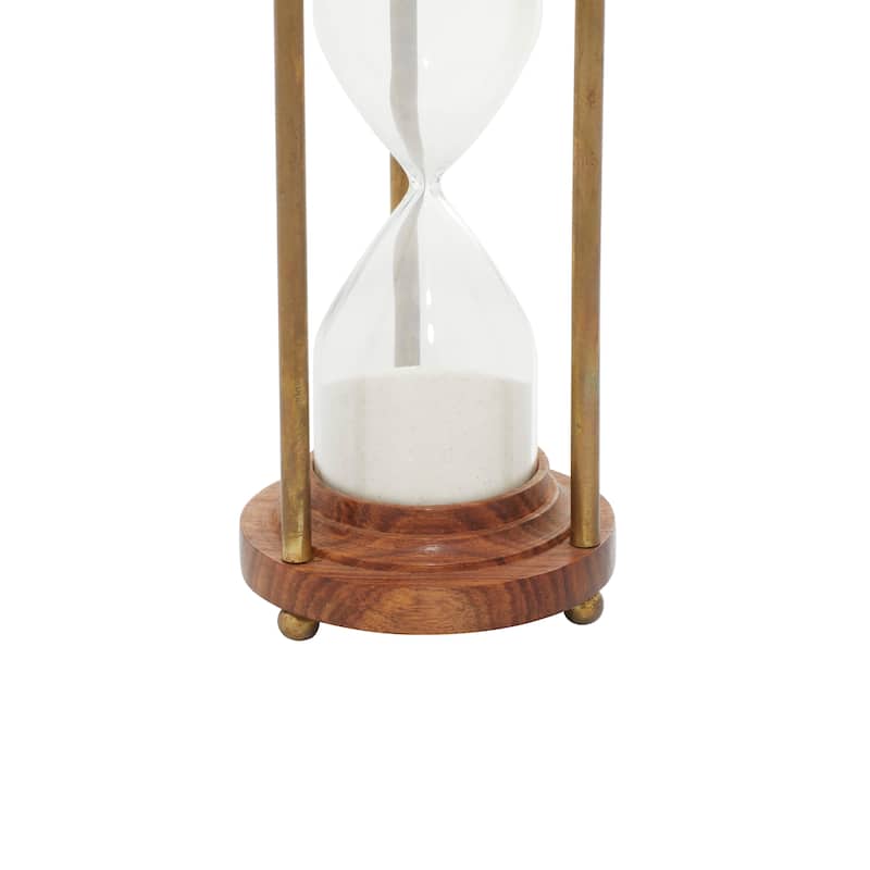 Wood Timer With Brown Wood Base And Brass Finish Rods